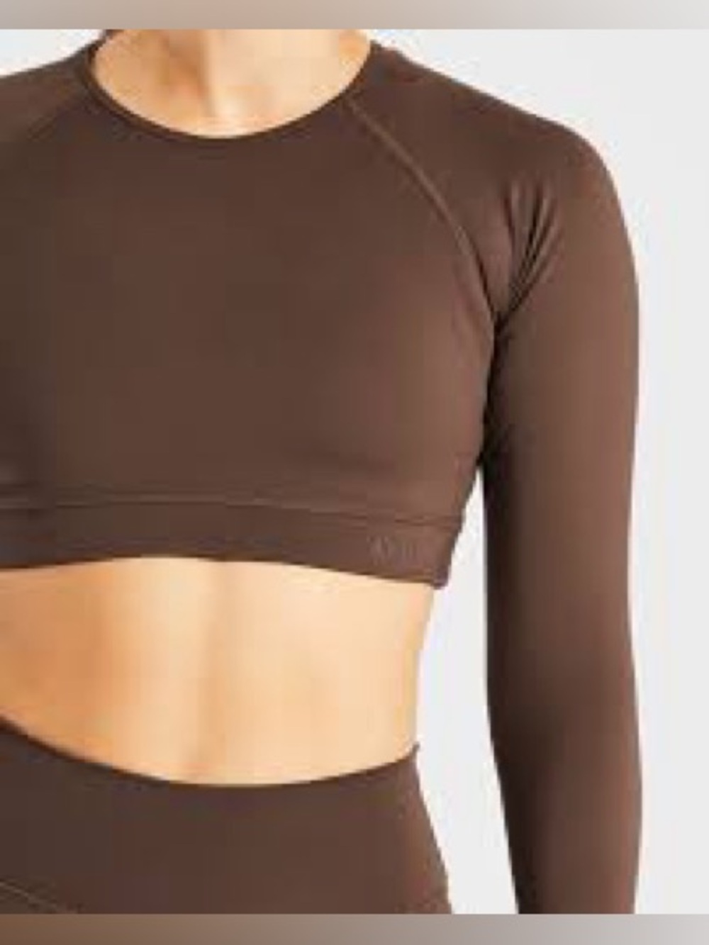 AYBL Cropped Long Sleeve Active Top in Brown. Size L